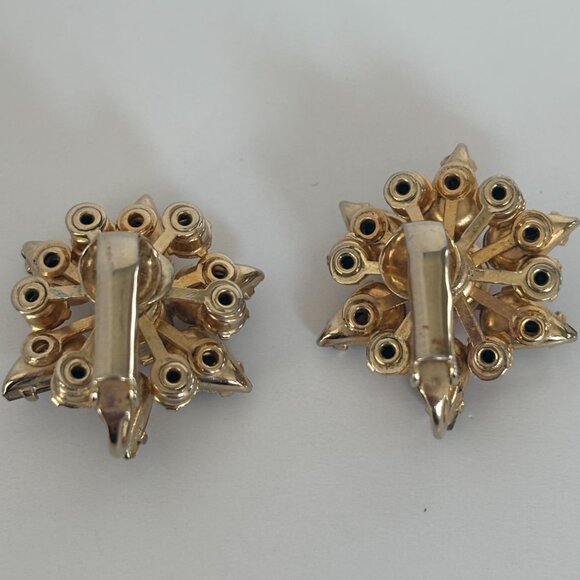 Hattie Carnegie Clip-On Earrings Pink Smoky Grey Rhinestones Jewelry Vintage - Picture 7 of 10